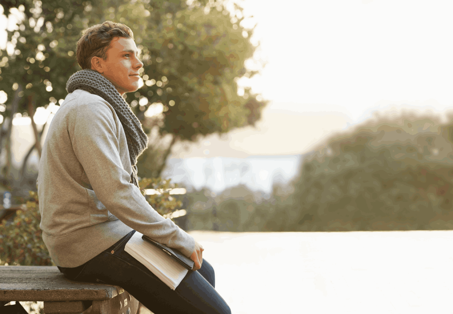 young man study