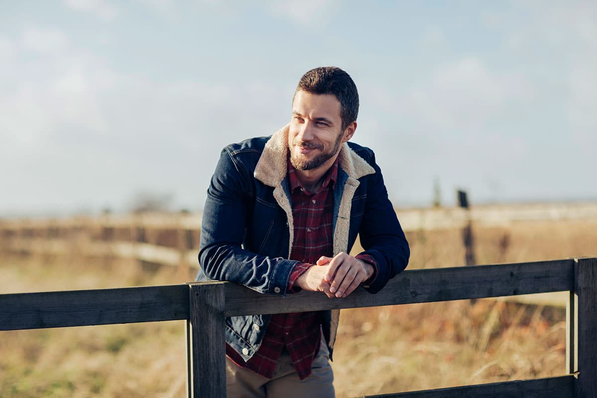 Man enjoying country living