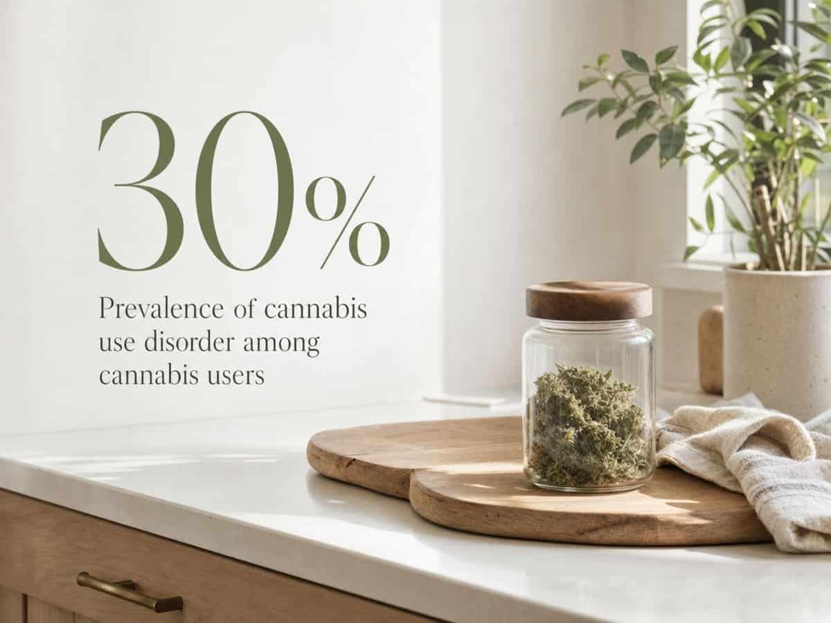 Identifying Different Addiction Kinds in a Loved One 2 Infographic showing Prevalence of cannabis use disorder among cannabis users