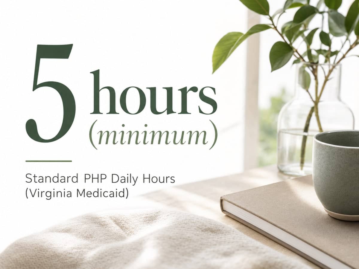 What Is a PHP for Addiction Treatment? 1 Infographic showing Standard PHP Daily Hours (Virginia Medicaid)