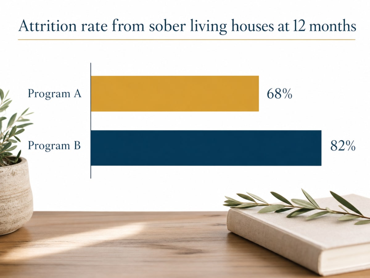 Aftercare in Cleveland, OH: Your Next Step in Recovery 2 Chart showing Attrition rate from sober living houses at 12 months
