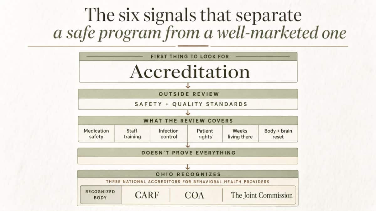 How to Find a Safe Alcohol & Drug Recovery Center 1 Visualize the six safety signals as a process framework that anchors the main section of the article