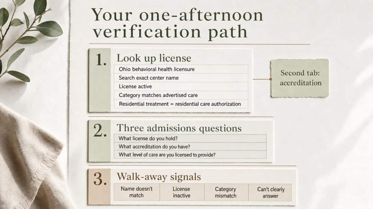 How to Find a Safe Alcohol & Drug Recovery Center 2 Visualize the three-step verification workflow described in this section: lookup, three admissions questions, and walk-away signals