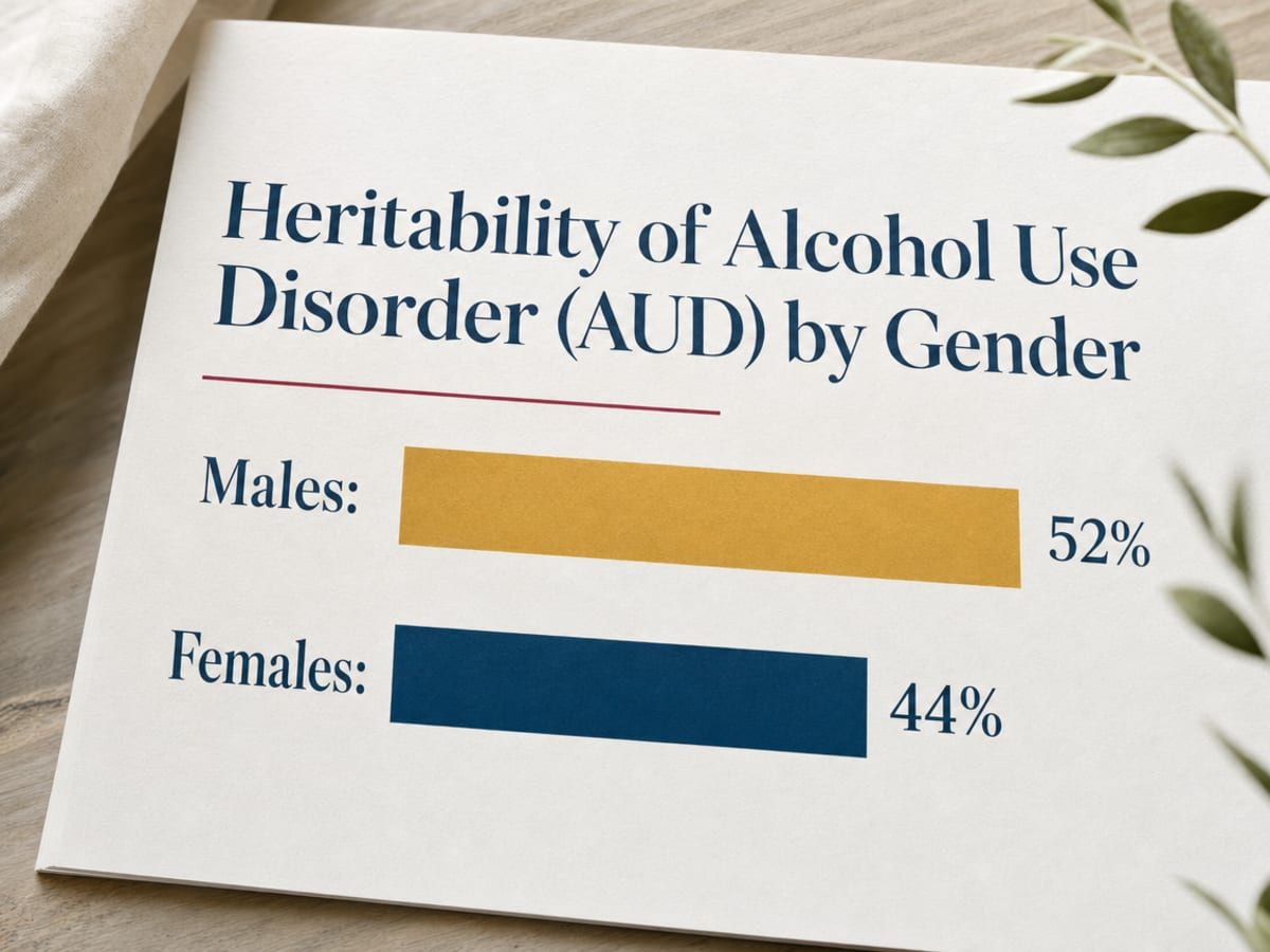 Is Alcoholism a Genetic Disease? 2 Chart showing Heritability of Alcohol Use Disorder (AUD) by Gender