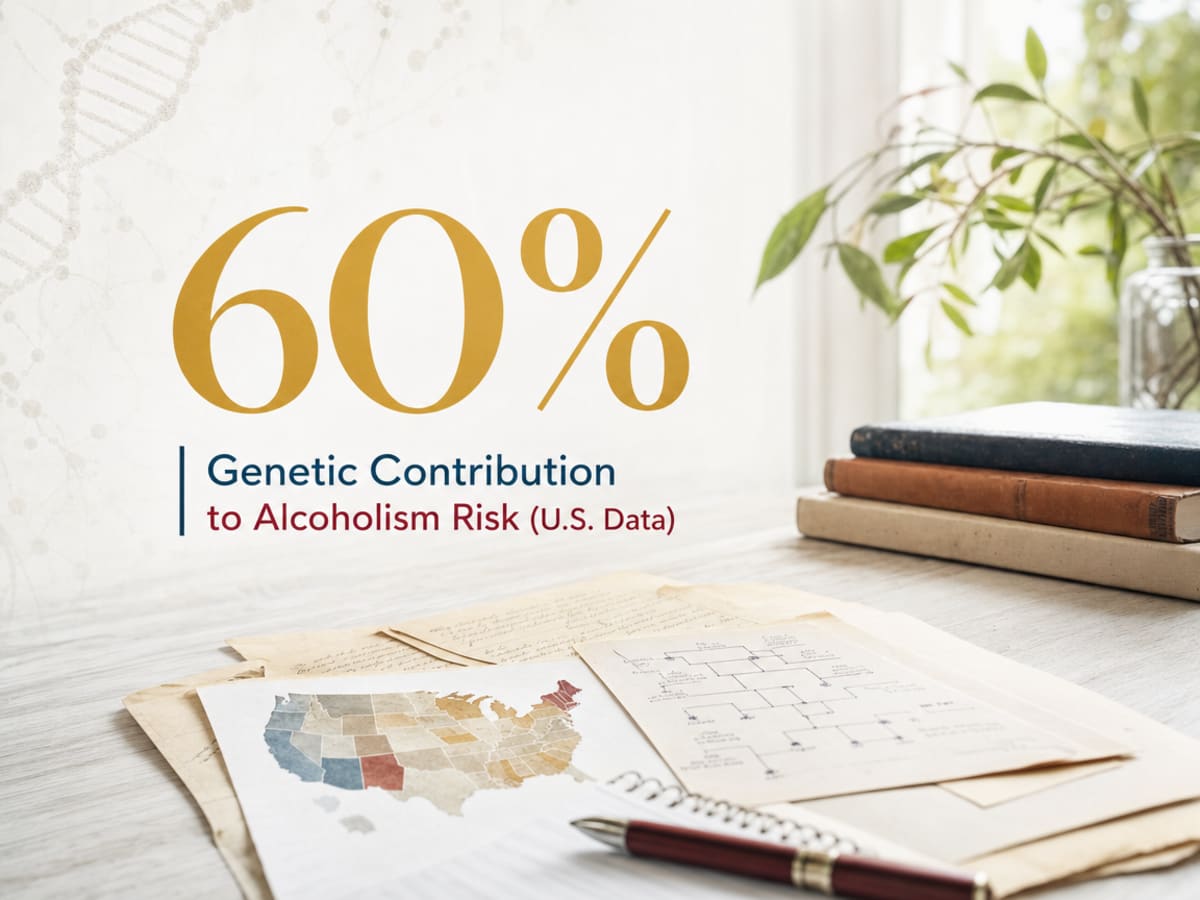 Is Alcoholism a Genetic Disease? 3 Infographic showing Genetic Contribution to Alcoholism Risk (U.S. Data)