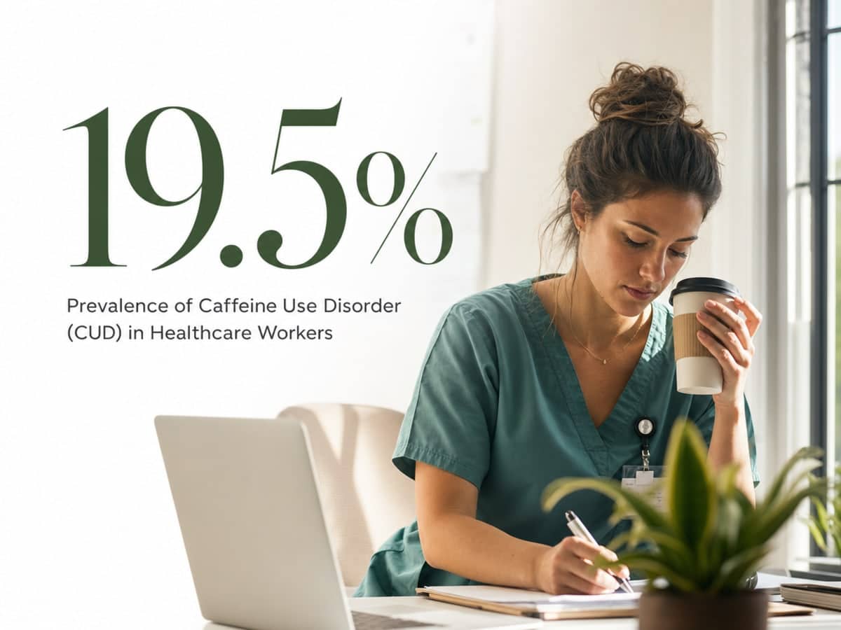 Solving Caffeine Dependence: Proven Treatment Methods 2 Infographic showing Prevalence of Caffeine Use Disorder (CUD) in Healthcare Workers