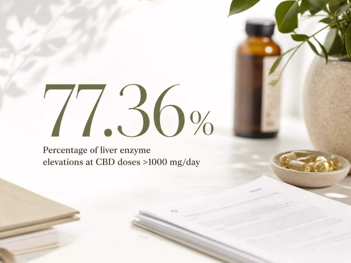 Can You Get Addicted to CBD? 3 Infographic showing Percentage of liver enzyme elevations at CBD doses >1000 mg/day