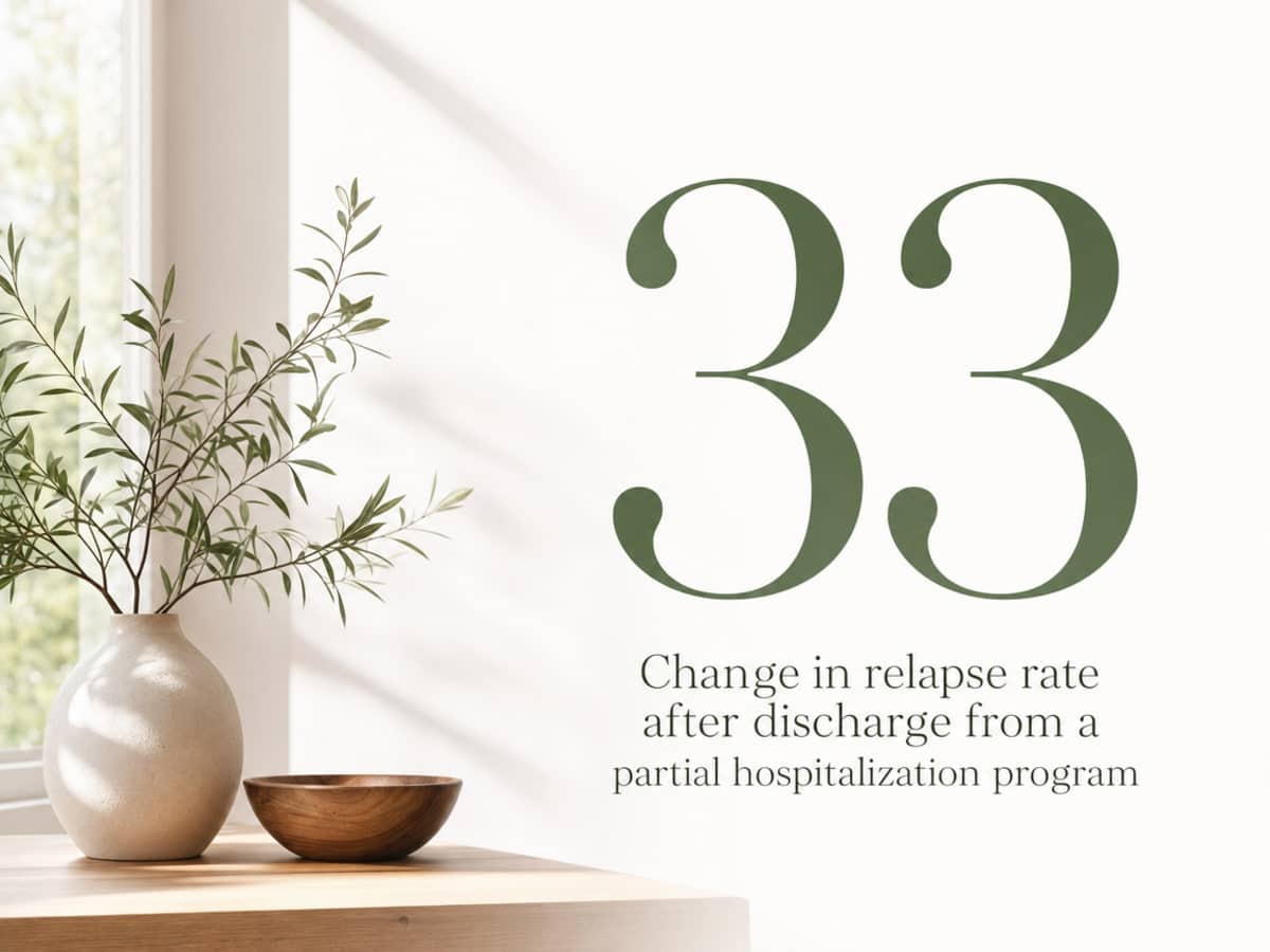 What Is a Drug and Alcohol Partial Hospitalization Program? 1 Infographic showing Change in relapse rate after discharge from a partial hospitalization program