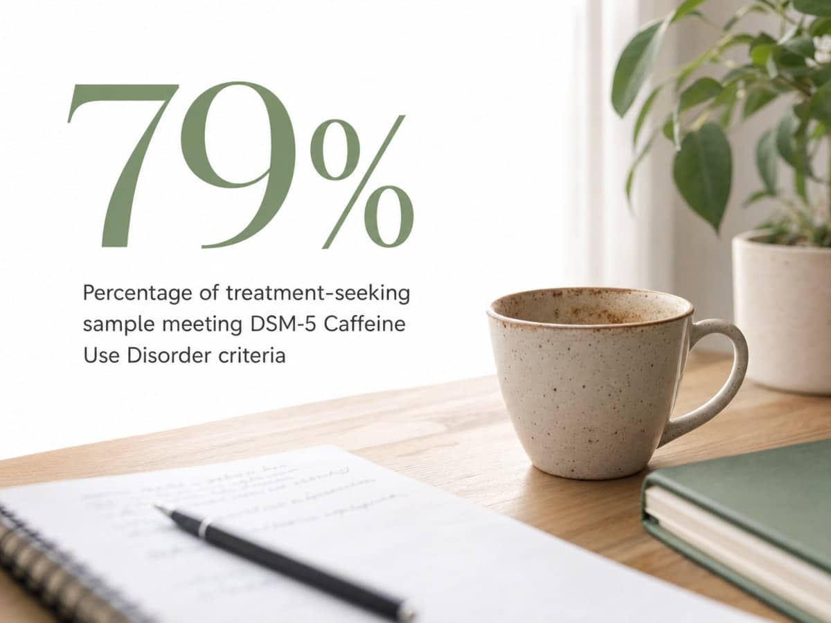 When Does an Energy Drink Habit Become an Addiction? 1 Infographic showing Percentage of treatment-seeking sample meeting DSM-5 Caffeine Use Disorder criteria