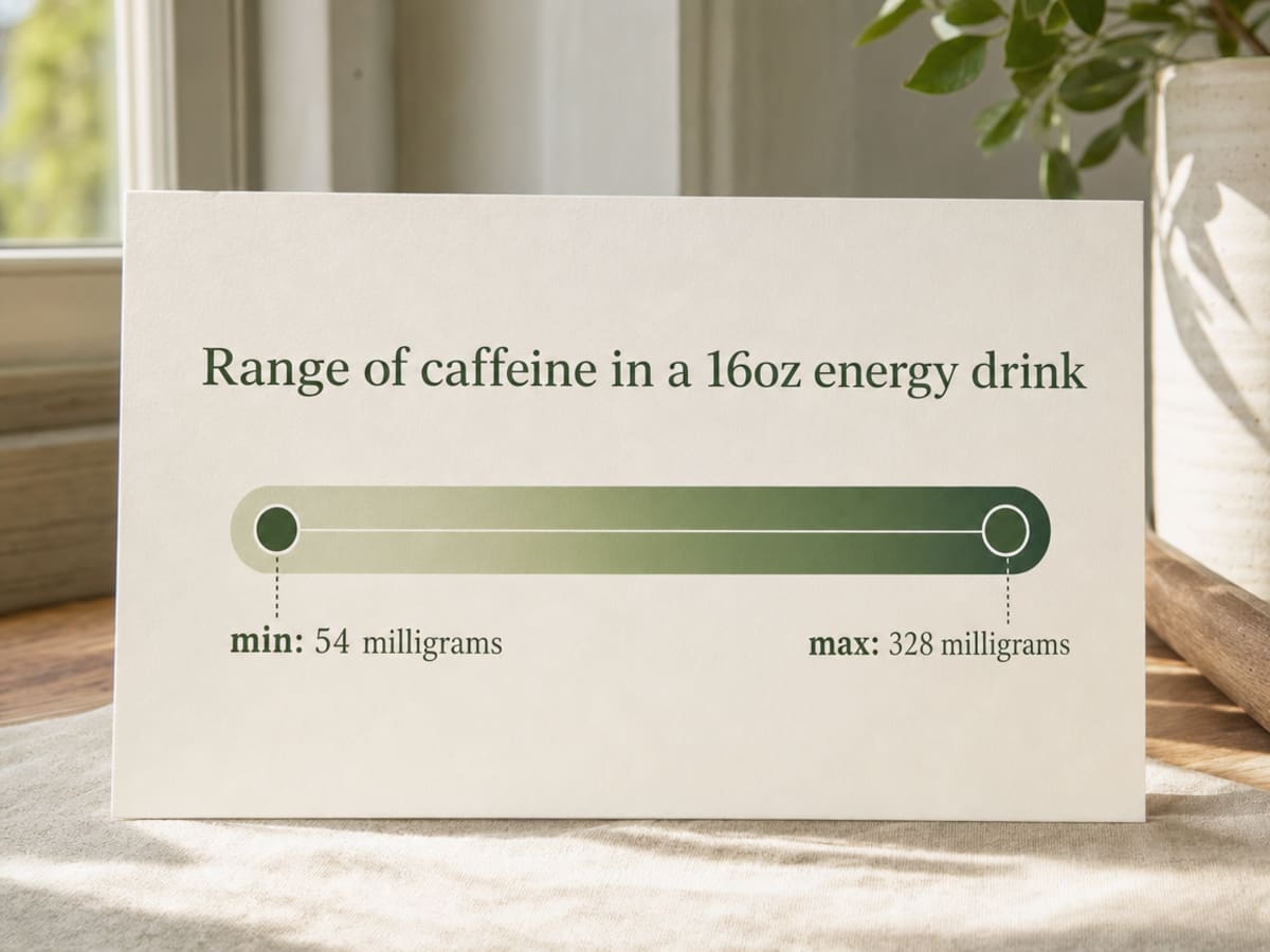 When Does an Energy Drink Habit Become an Addiction? 2 Chart showing Range of caffeine in a 16oz energy drink