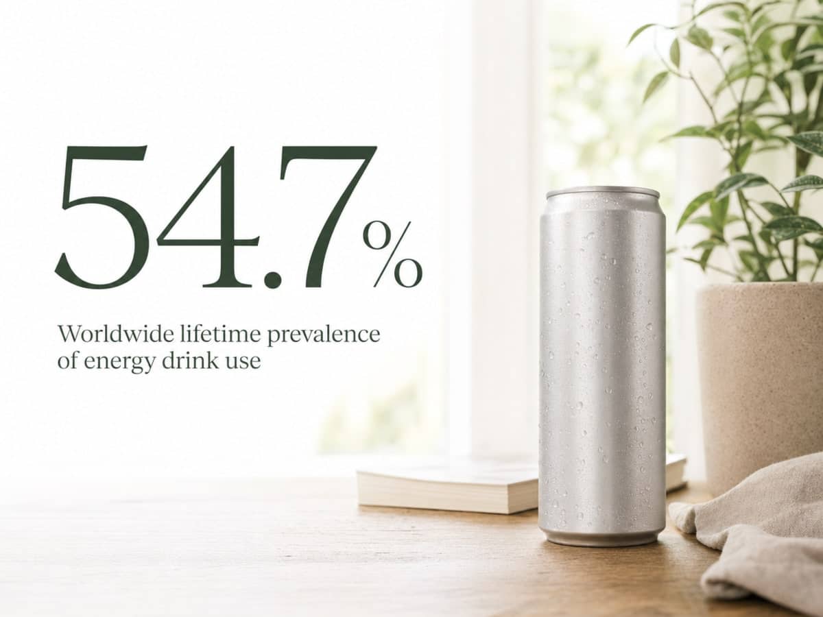 When Does an Energy Drink Habit Become an Addiction? 3 Infographic showing Worldwide lifetime prevalence of energy drink use