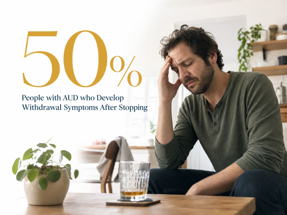 What Defines a High Functioning Alcoholic? Signs & Risks 2 Infographic showing People with AUD who Develop Withdrawal Symptoms After Stopping