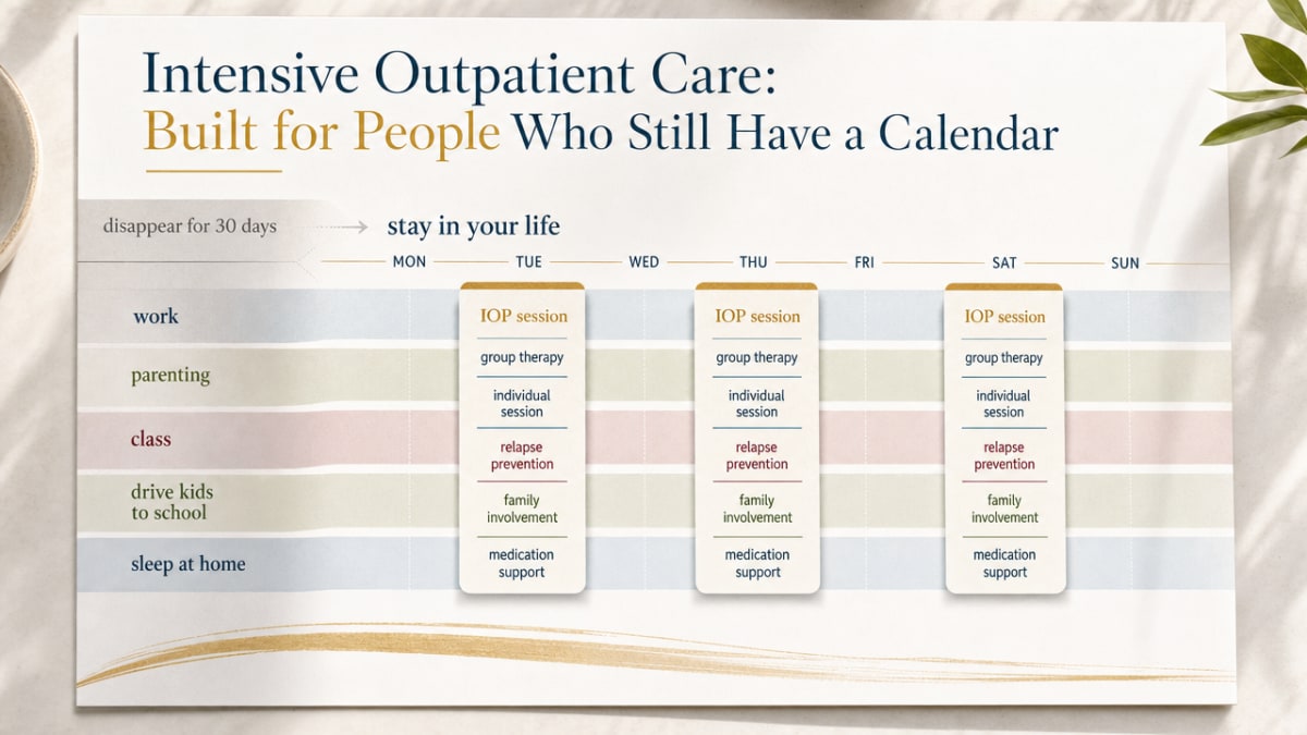 What Defines a High Functioning Alcoholic? Signs & Risks 3 Visualize the IOP operating model described in this section — a weekly structure that lets adults keep working and parenting while receiving treatment comparable to inpatient care