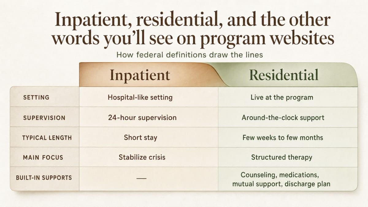 How to Choose Inpatient Drug Treatment Near Me 1 Visualize the comparison table of care levels already presented in the section, making the federal definitions scannable