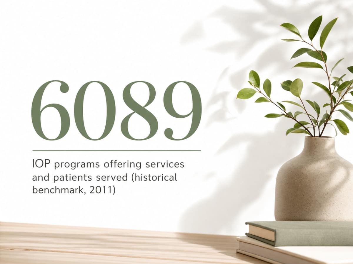 How IOP Addiction Treatment Fits a Working Schedule 1 Infographic showing IOP programs offering services and patients served (historical benchmark, 2011)