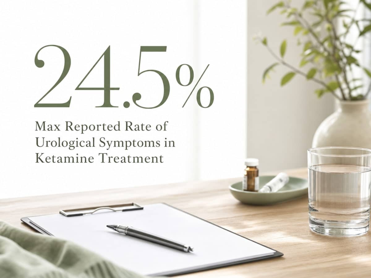 Ketamine Addiction and Your Mental Health 1 Infographic showing Max Reported Rate of Urological Symptoms in Ketamine Treatment