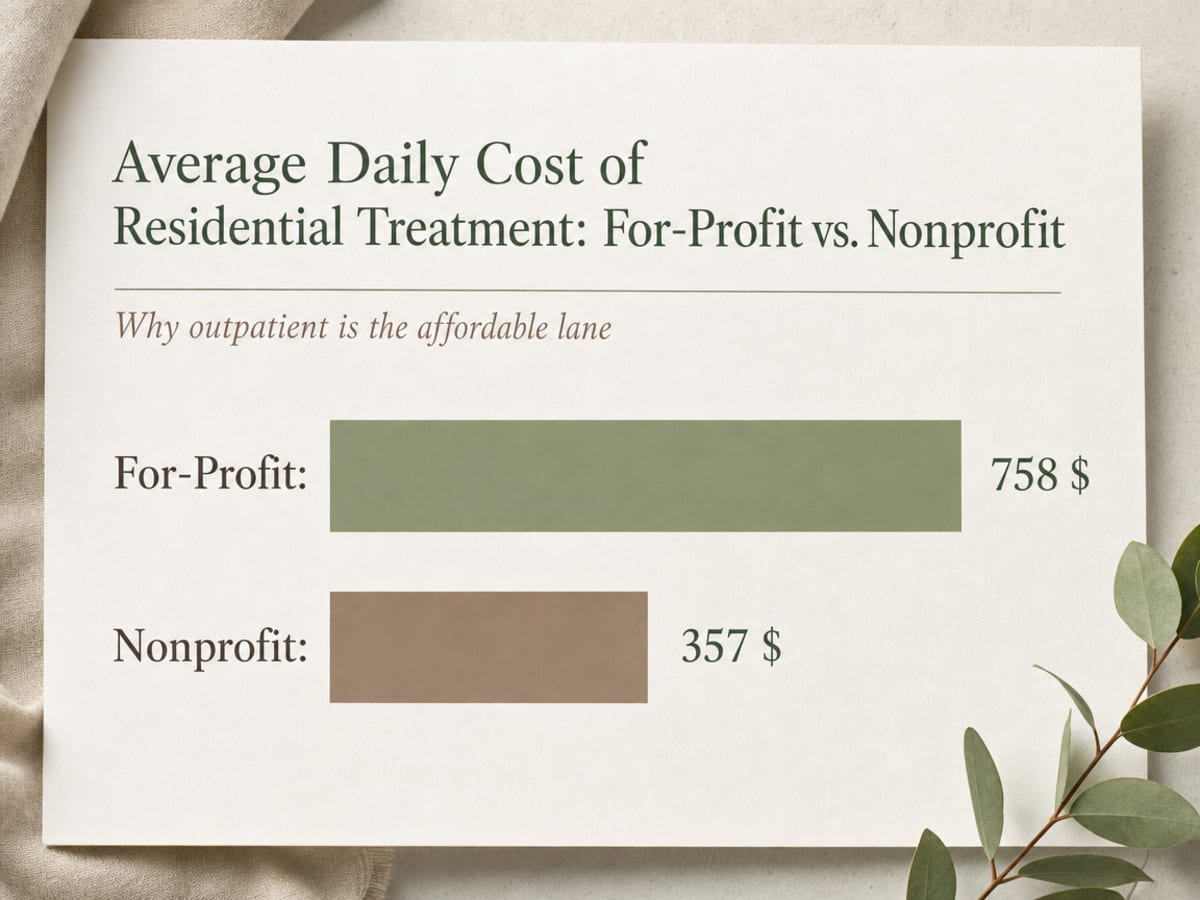 How to Afford Outpatient Rehab With No Insurance 1 Chart showing Average Daily Cost of Residential Treatment: For-Profit vs. Nonprofit