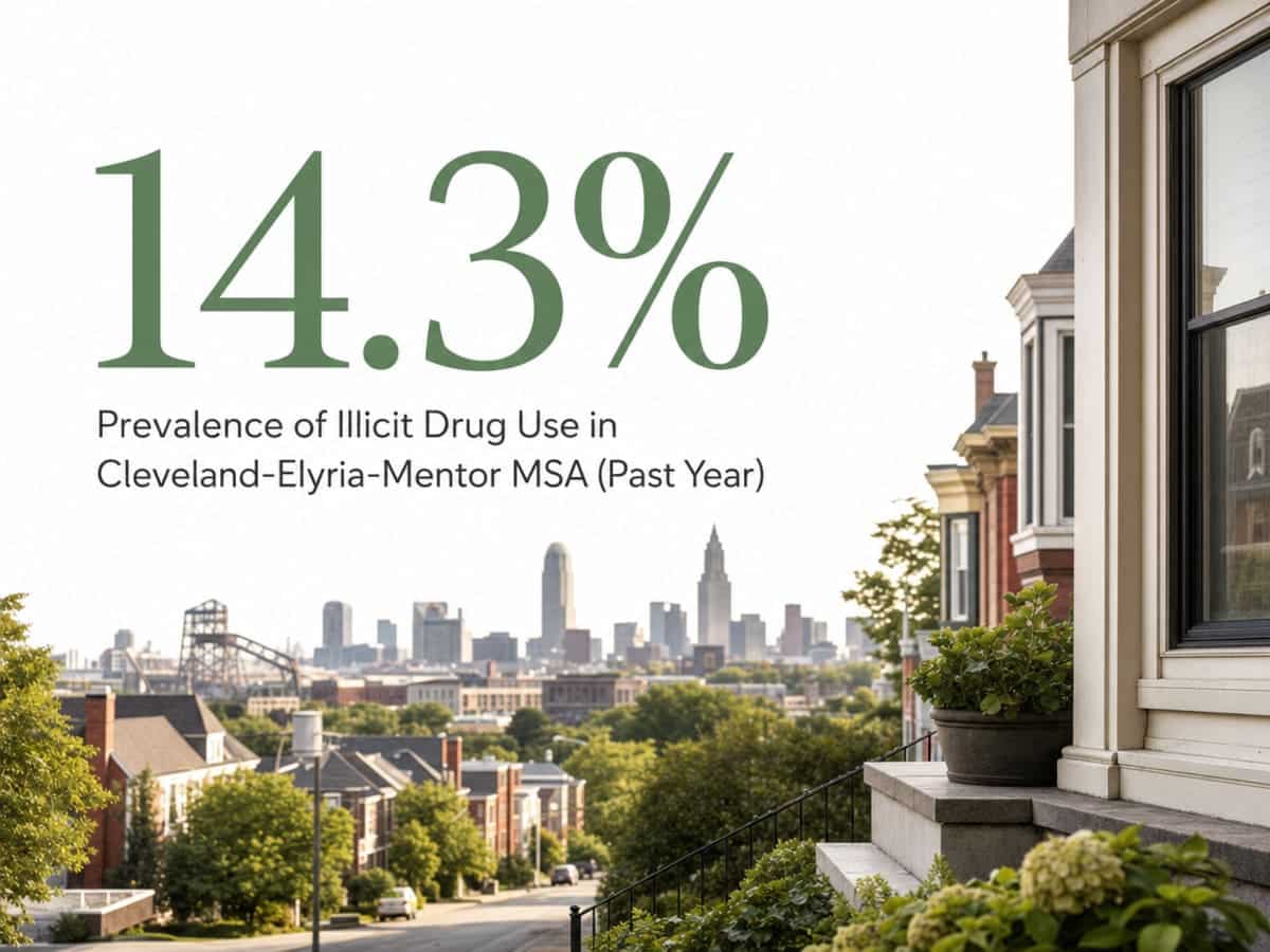 Flexible Outpatient Treatment Program in Cleveland, OH 1 Infographic showing Prevalence of Illicit Drug Use in Cleveland-Elyria-Mentor MSA (Past Year)