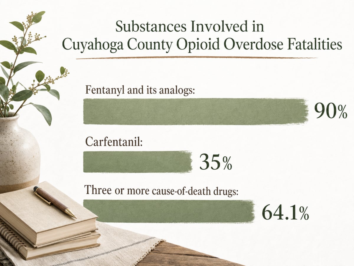 Flexible Outpatient Treatment Program in Cleveland, OH 2 Chart showing Substances Involved in Cuyahoga County Opioid Overdose Fatalities