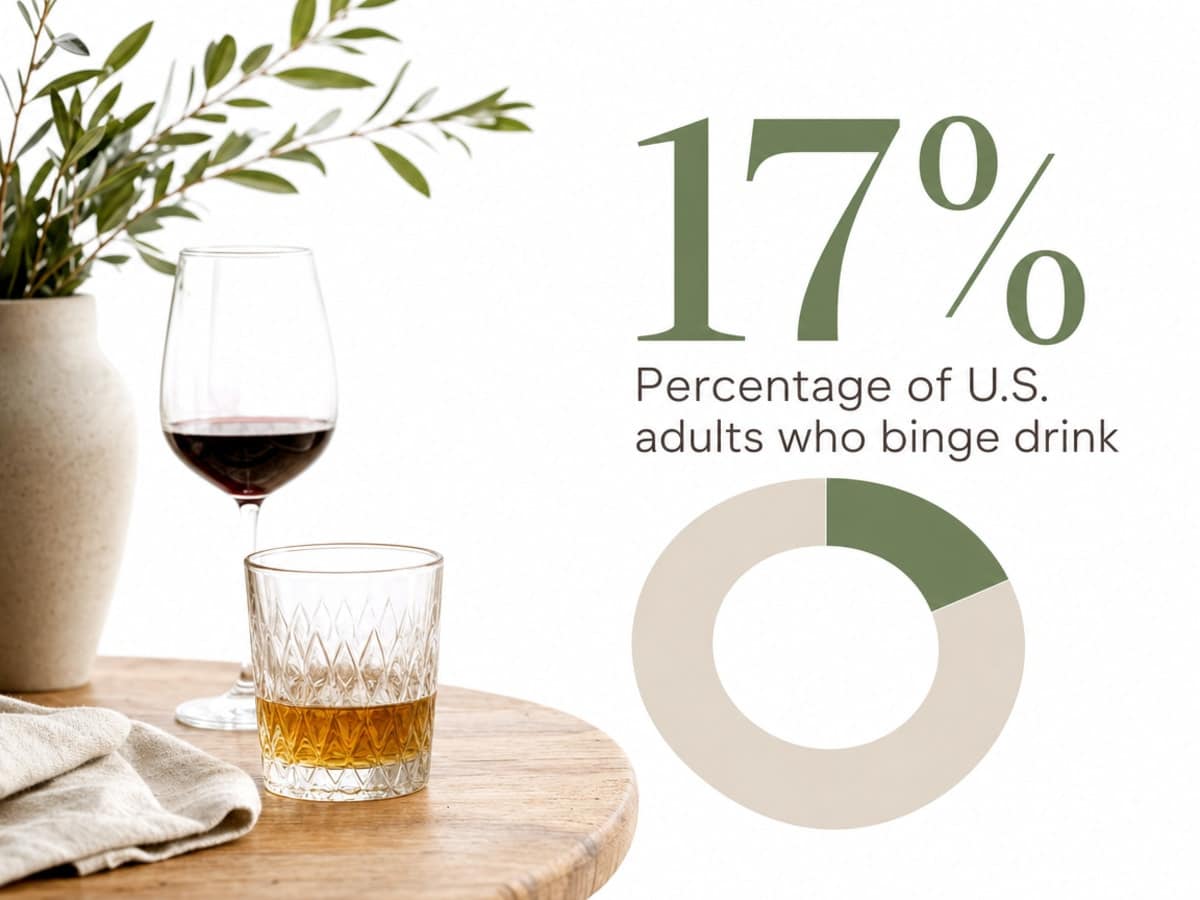 The 7 Top Addictions & Their Hidden Warning Signs 1 Infographic showing Percentage of U.S. adults who binge drink