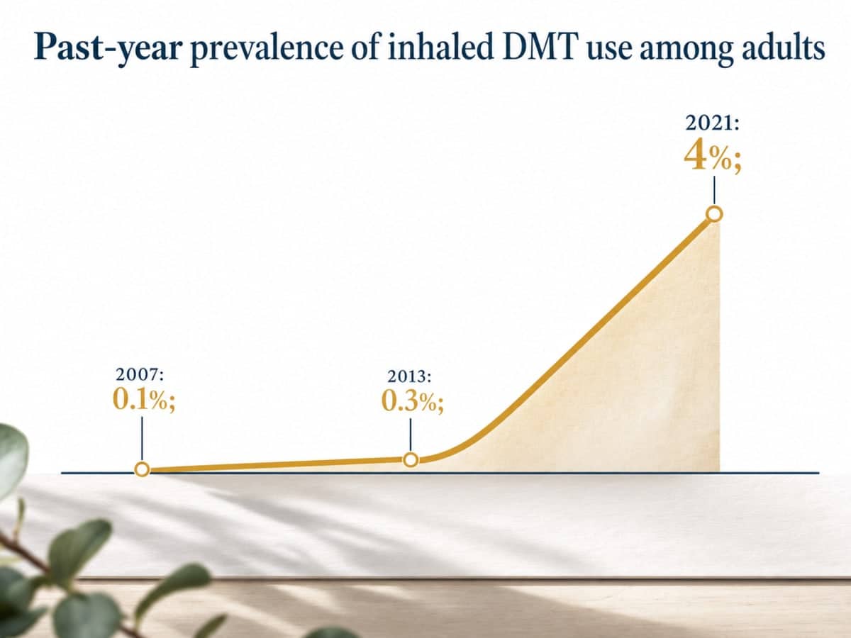 Smoking DMT: A Dangerous Misconception 1 Chart showing Past-year prevalence of inhaled DMT use among adults
