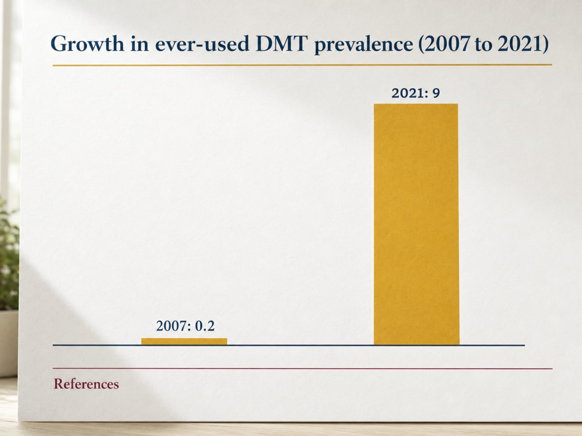 Smoking DMT: A Dangerous Misconception 3 Chart showing Growth in ever-used DMT prevalence (2007 to 2021)