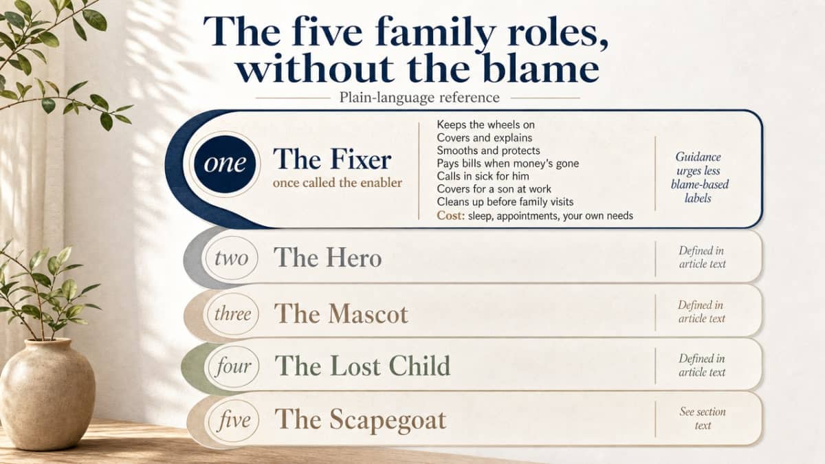 Give readers a scannable reference for the five roles the section defines in prose, matching SAMHSA/NCBI plain-language descriptions cited via ref_12