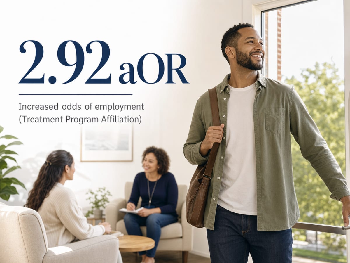 Infographic showing Increased odds of employment (Treatment Program Affiliation)